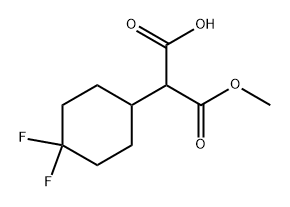2-(4,4-Difluorocyclohexyl)-3-methoxy-3-oxopropanoic acid 化学構造式