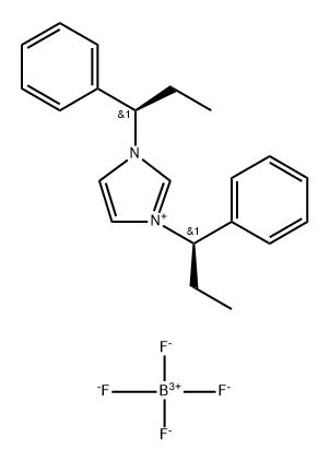 1H-Imidazolium, 1,3-bis[(1R)-1-phenylpropyl]-, tetrafluoroborate(1-) (1:1) Structure