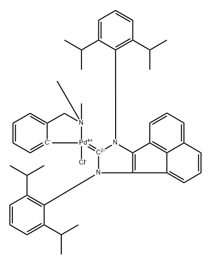 Palladium, [7,9-bis[2,6-bis(1-methylethyl)phenyl]-7,9-dihydro-8H-acenaphth[1,2-d]imidazol-8-ylidene]chloro[2-[(dimethylamino-κN)methyl]phenyl-κC]- Struktur