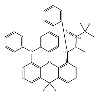 S(R)]-N-[(R)-[5-(二苯基膦)-9,9-二甲基-9H-4-氧杂蒽]苯甲基]-N-甲基-2-叔丁基亚磺酰胺,2757083-09-1,结构式