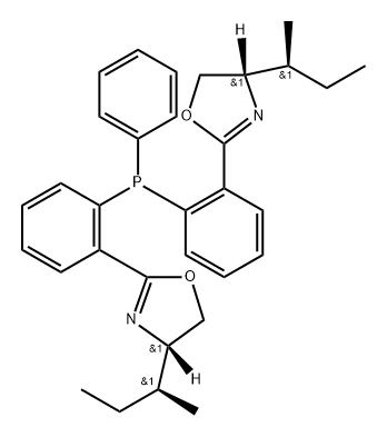 (4S,4'S)-2,2'-((苯基膦二基)双(2,1-亚苯基))双(4-((S)-仲丁基)-4,5-二氢恶唑) 结构式