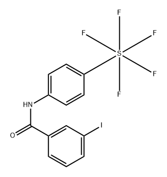 Sulfur, pentafluoro[4-[(3-iodobenzoyl)amino]phenyl]-, (OC-6-21)- Structure