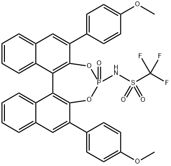 N-((11bS)-2,6-Bis(4-methoxyphenyl)-4-oxidodinaphtho[2,1-d:1',2'-f][1,3,2]dioxaphosphepin-4-yl)-1,1,1-trifluoromethanesulfonamide Structure