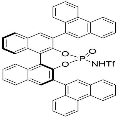 (11BS)-1,1,1-三氟-N-(4-氧化-2,6-二(菲-9-基)-8,9,10,11,12,13,14,15-八氢二萘并[2,1-D:1',2'-F][1,3,2]二氧杂磷杂环庚-4-基)甲磺酰胺 结构式