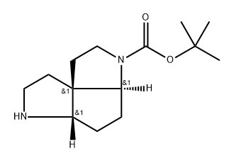 (3aS,5aS,8aR)-tert-Butyl octahydrocyclopenta[1,2-b:3,2-b']dipyrrole-3(3aH)-carboxylate 化学構造式