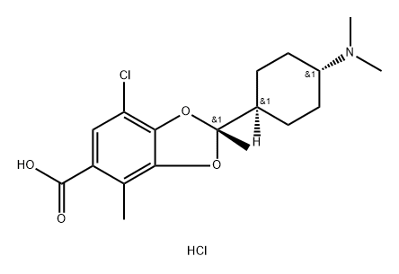 1,3-Benzodioxole-5-carboxylic acid, 7-chloro-2-[trans-4-(dimethylamino)cyclohexyl]-2,4-dimethyl-, hydrochloride (1:1), (2R)- Struktur