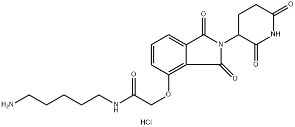 N-(5-Aminopentyl)-2-((2-(2,6-dioxopiperidin-3-yl)-1,3-dioxoisoindolin-4-yl)oxy)acetamide trihydrochloride 化学構造式