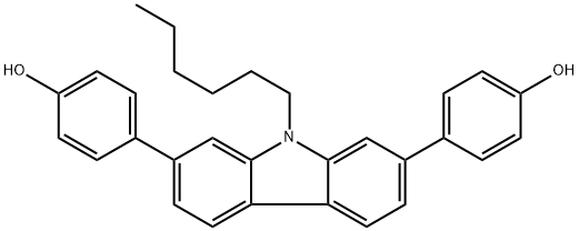 4,4'-(9-己基-9H-咔唑-2,7-二基)二苯酚,2757730-56-4,结构式
