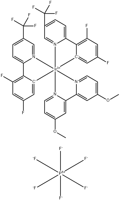 Iridium-(4,4'-dimethoxy-2,2'-bipyridine-κN1,κN1')bis[3,5-difluoro-2-(5-trifluoromethyl-2-pyridinyl-κN)phenyl-κC]-hexafluorophosphate Struktur