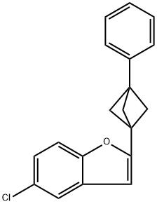 5-Chloro-2-(3-phenyl-bicyclo[1.1.1]pent-1-yl)-benzofuran 化学構造式