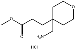 Methyl 3-(4-(aminomethyl)tetrahydro-2H-pyran-4-yl)propanoate hydrochloride Struktur