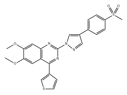 6,7-二甲氧基-2-[4-[4-(甲基磺酰基)苯基]-1-吡唑基]-4-(3-噻吩基)喹唑啉,2760719-98-8,结构式