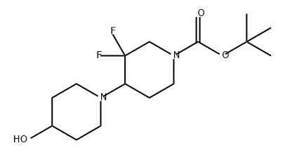 tert-butyl 3',3'-difluoro-4-hydroxy-[1,4'-bipiperidine]-1'-carboxylate 化学構造式