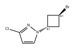 trans-1-(3-bromocyclobutyl)-3-chloro-pyrazole 化学構造式