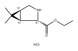 3-Azabicyclo[3.1.0]hexane-2-carboxylic acid, 6,6-dimethyl-, ethyl ester, hydrochloride (1:1), (1R,2S,5S)- Struktur