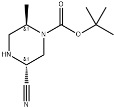 (2R,5R)-5-氰基-2-甲基哌嗪-1-羧酸叔丁酯 结构式