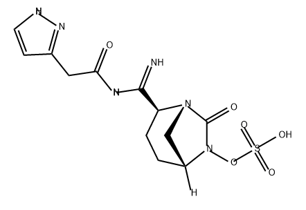 Sulfuric acid, mono[(1R,2S,5R)-2-[imino[[2- (1H-pyrazol-3-yl)acetyl]amino]methyl]-7-oxo1,6-diazabicyclo[3.2.1]oct-6-yl] est Structure