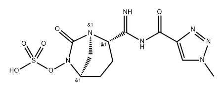 Sulfuric acid, mono[(1R,2S,5R)-2-[imino[[(1- methyl-1H-1,2,3-triazol-4-yl)carbonyl]amino] methyl]-7-oxo-1,6-diazabicyclo[3.2.1]oct-6-yl] ester Struktur