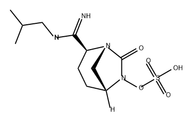 (2S,5R)-2-(N-isobutylcarbamimidoyl)-7-oxo-1,6-diazabicyclo[3.2.1]octan-6-yl hydrogensulfate Structure