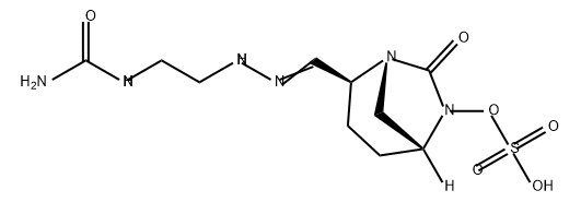 (2S,5R)-7-oxo-2-(N-(2-ureidoethyl)carbamimidoyl)-1,6-diazabicyclo[3.2.1]octan-6-yl hydrogensulfate 结构式