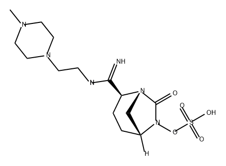 (2S,5R)-2-(N-(2-(4-methylpiperazin-1-yl)ethyl)carbamimidoyl)-7-oxo-1,6-diazabicyclo[3.2.1]octan-6-yl hydrogensulfate Struktur