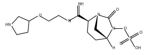 (2S,5R)-7-oxo-2-(N-(2-(pyrrolidin-3-yloxy)ethyl)carbamimidoyl)-1,6-diazabicyclo[3.2.1]octan-6-yl hydrogensulfatev Structure
