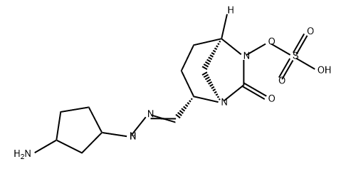 (2S,5R)-2-(N-(3-AMINOCYCLOPENTYL)CARBAMIMIDOYL)-7-OXO-1,6-DIAZABICYCLO[3.2.1]OCTAN-6-YL HYDROGENSULF,2763071-76-5,结构式