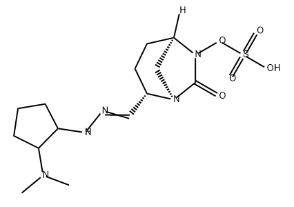 (2S,5R)-2-(N-(2-(dimethylamino)cyclopentyl)carbamimidoyl)-7-oxo-1,6-diazabicyclo[3.2.1]octan-6-yl hydrogensulfate Struktur