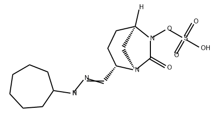 (2S,5R)-2-(N-cycloheptylcarbamimidoyl)-7-oxo-1,6-diazabicyclo[3.2.1]octan-6-yl hydrogensulfate Structure