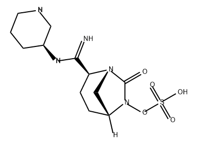 (2S,5R)-7-oxo-2-(N-((S)-piperidin-3-yl)carbamimidoyl)-1,6-diazabicyclo[3.2.1]octan-6-yl hydrogensulfate Structure