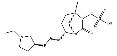 (2S,5R)-2-(N-((S)-1-ethylpyrrolidin-3-yl)carbamimidoyl)-7-oxo-1,6-diazabicyclo[3.2.1]octan-6-yl hydrogensulfate Structure