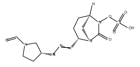 (2S,5R)-2-(N-((R)-1-FORMYLPYRROLIDIN-3-YL)CARBAMIMIDOYL)-7-OXO-1,6-DIAZABICYCLO[3.2.1]OCTAN-6-YL HYD,2763072-05-3,结构式