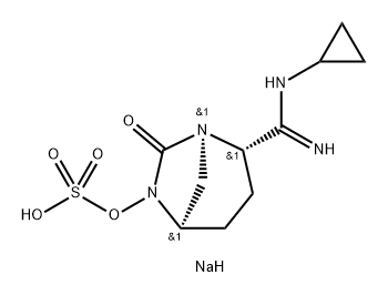 Sulfuric acid, mono [(1 R,2S,5R)-2-[(cyclopro pylamino)iminomethyl]-7-oxo-1 ,6-diazab icyclo[3.2.1 ]oct-6-yl] ester, sodium salt (1 : 1 ) Structure