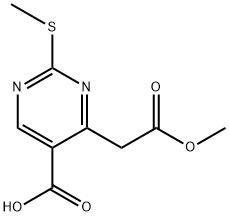 4-Pyrimidineacetic acid, 5-carboxy-2-(methylthio)-, 4-methyl ester|4-(2-甲氧基-2-氧代乙基)-2-(甲硫基)嘧啶-5-羧酸