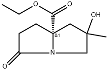 Ethyl (7aS)-2-hydroxy-2-methyl-5-oxotetrahydro-1H-pyrrolizine-7a(5H)-carboxylate 化学構造式