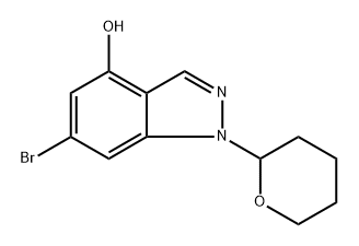 6-Bromo-1-(tetrahydro-2H-pyran-2-yl)-1H-indazol-4-ol 化学構造式