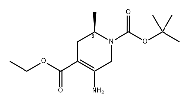 1-(tert-Butyl) 4-ethyl (R)-5-amino-2-methyl-3,6-dihydropyridine-1,4(2H)-dicarboxylate 化学構造式