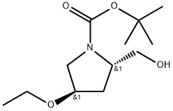 (2S,4R)-4-乙氧基-2-(羟甲基)吡咯烷-1-羧酸叔丁酯 结构式