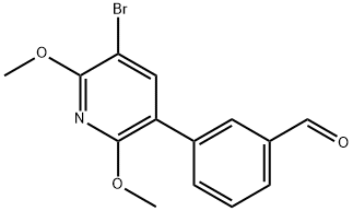 3-(5-Bromo-2,6-dimethoxypyridin-3-yl)benzaldehyde 化学構造式
