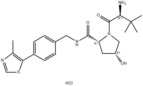 (2R,4R)-1-((S)-2-amino-3,3-dimethylbutanoyl)-4-hydroxy-N-(4-(4-methylthiazol-5-yl)benzyl)pyrrolidine-2-carboxamide hydrochloride Structure