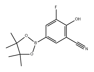 3-Fluoro-2-hydroxy-5-(4,4,5,5-tetramethyl-1,3,2-dioxaborolan-2-yl)benzonitrile Structure