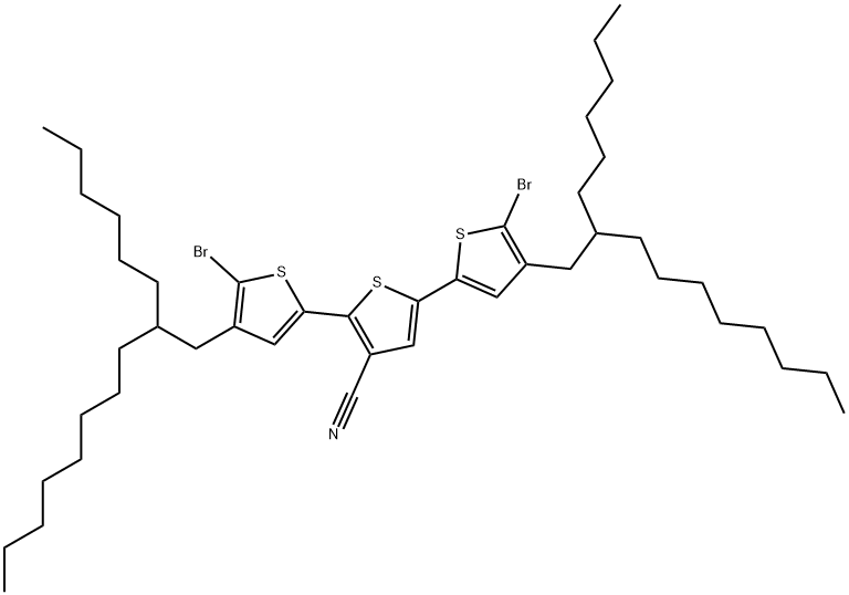 5,5''-dibromo-4,4''-bis(2-hexyldecyl)-[2,2':5',2''-terthiophene]-3'-carbonitrile Structure