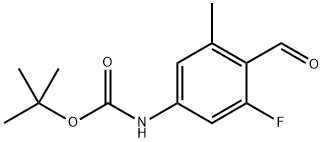 (3-氟-4-甲酰基-5-甲基苯基)氨基甲酸叔丁酯 结构式