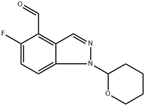 5-Fluoro-1-(tetrahydro-2H-pyran-2-yl)-1H-indazole-4-carbaldehyde Structure