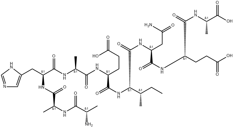 L-Alanine, L-alanyl-L-alanyl-L-histidyl-L-alanyl-L-α-glutamyl-L-isoleucyl-L-asparaginyl-L-α-glutamyl- (9CI) Structure