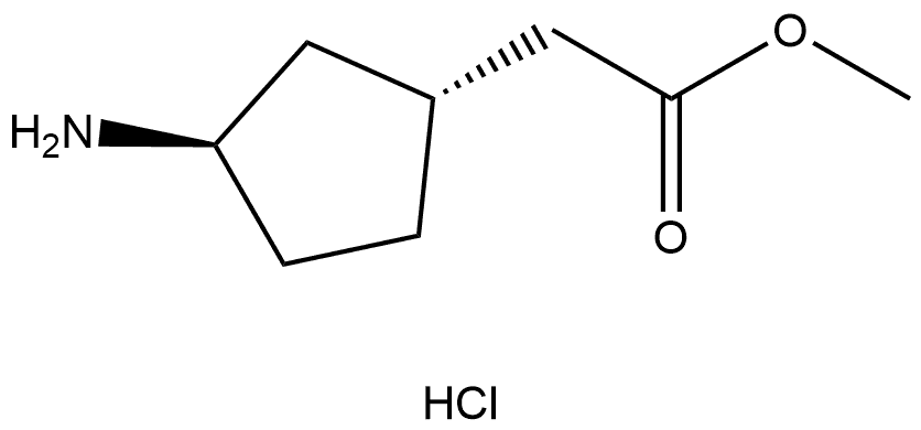 Methyl 2-((1R,3R)-3-aminocyclopentyl)acetate hydrochloride,2770895-80-0,结构式