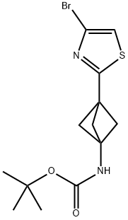 叔丁基(3-(4-溴噻唑-2-基)双环[1.1.1]戊烷-1-基)氨基甲酸酯, 2773477-86-2, 结构式