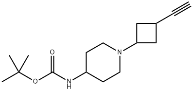 叔丁基(1-(3-乙炔基环丁基)哌啶-4-基)氨基甲酸酯 结构式