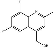 (6-Bromo-8-fluoro-2-methylquinolin-4-yl)methanol 化学構造式