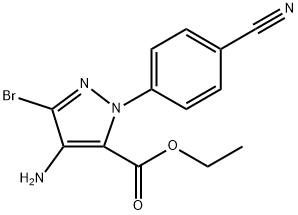 4-Amino-5-bromo-2-(4-cyano-phenyl)-2H-pyrazole-3-carboxylic acid ethyl ester Structure